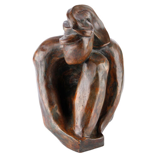 Seated Woman by Donna Malpiede 1998 Bronze-Colored Sculpture 11 1/2" x 7 1/2"