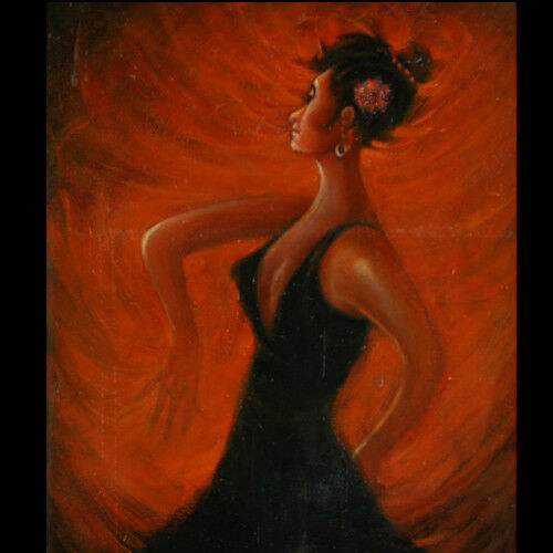 "Flamenco Dancer" By Anthony Sidoni 2004 Signed Oil on Canvas 23 1/4"x19 3/4"