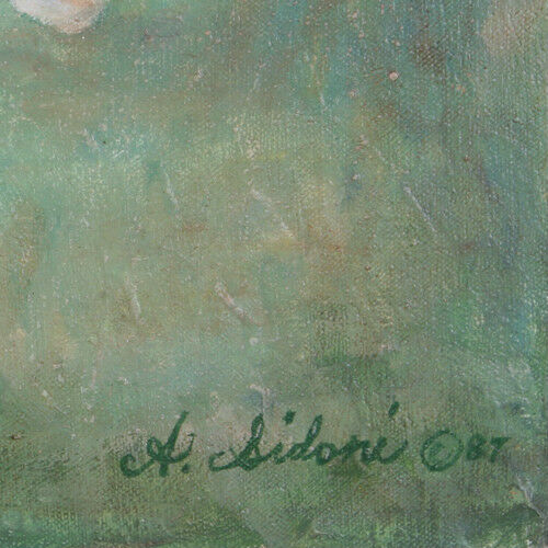 Untitled (Mother/Daughter Holding Hands) by Anthony Sidoni Signed Oil on Canvas