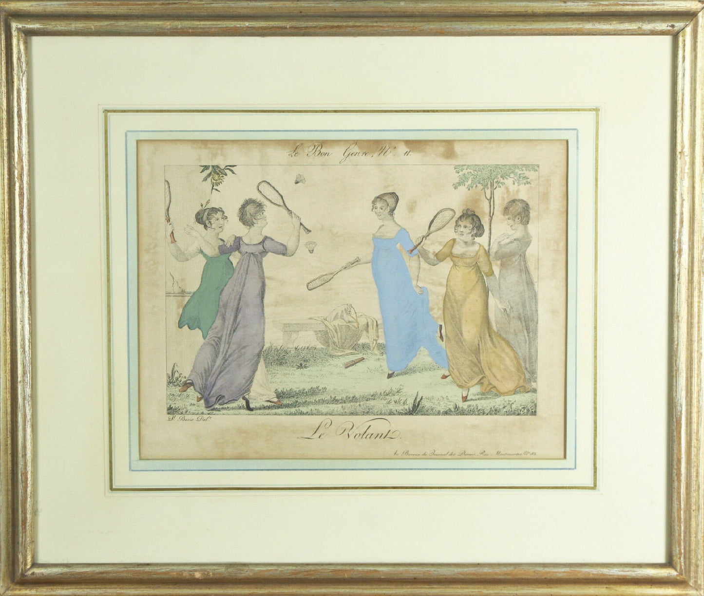 Le Bon Genre No. 11 "Le Volant" Hand Color Fashion Print Framed 16"x19"