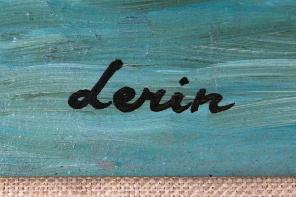 "Courting in the River" by Lerin, Framed Oil on Board, 16" x 12"