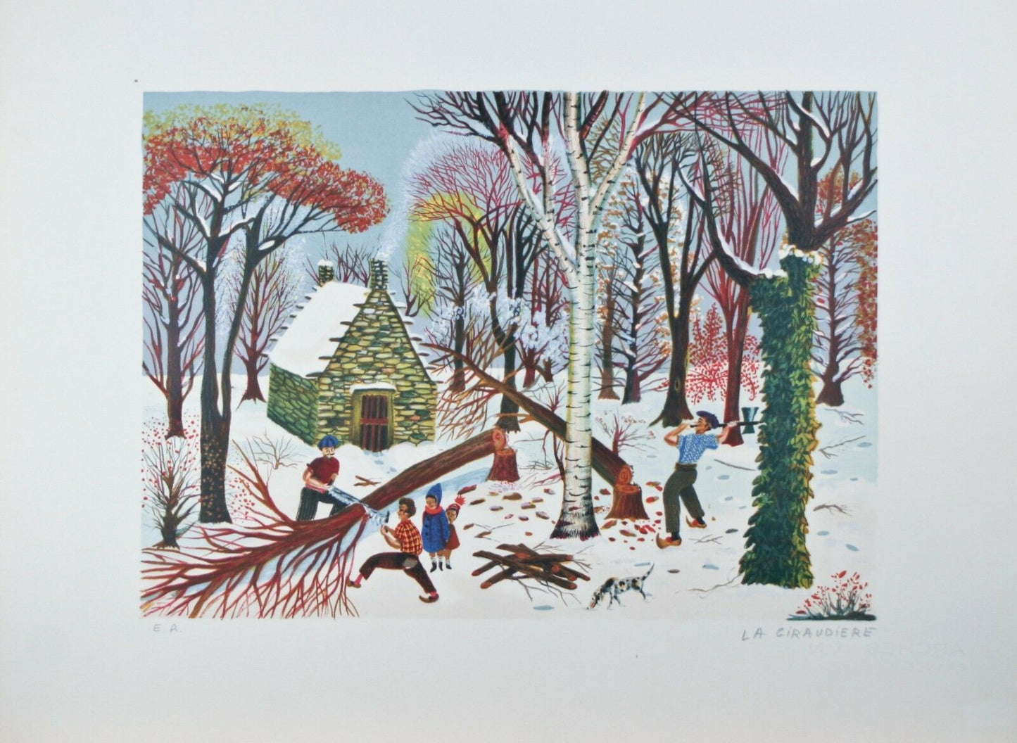 "The Forest" By La Giraudiere Artist Proof Lithograph On paper 25.5'' x 18.75''