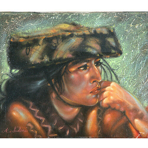 "Andian Indian Woman" By Anthony Sidoni Signed Oil on Canvas 9"x12"