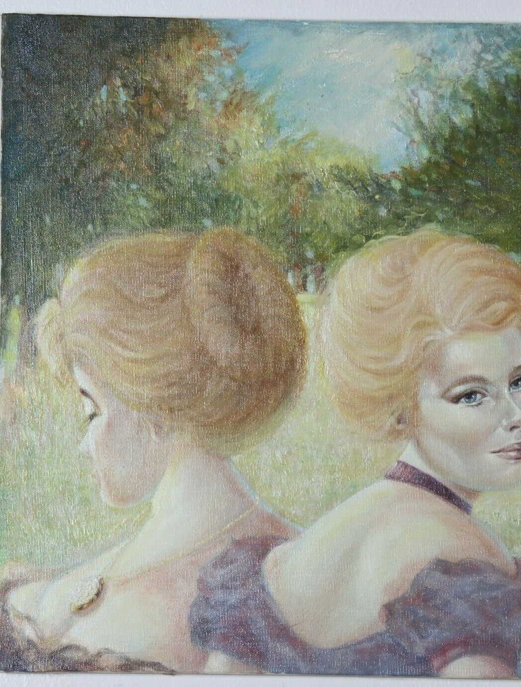 Untitled (3 Blonde Women) By Anthony Sidoni 1986 Signed Oil on Canvas 18"x24"