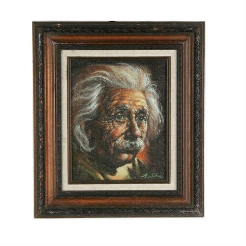 "Albert Einstein" By Anthony Sidoni Signed Oil on Canvas 15 1/2"x13 1/2"