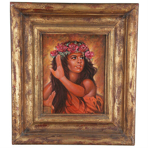 "Tahitian Dancer" By Anthony Sidoni Signed Oil on Masonite 16 1/2"x14 1/2"