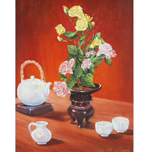 "Tea for Two" By Anthony Sidoni 2002 Signed Oil Painting 20"x17"