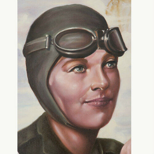 Untitled (Female Pilot) By Anthony Sidoni Signed Oil on Canvas 24"x24"