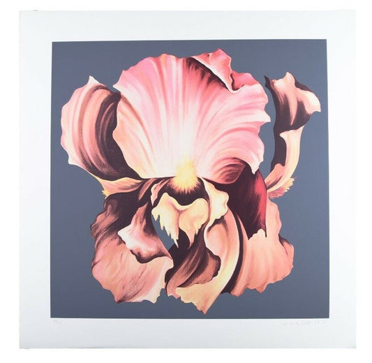 "Pink Iris on Grey Background" by Lowell Nesbitt Signed Silkscreen LE 175 w/ CoA