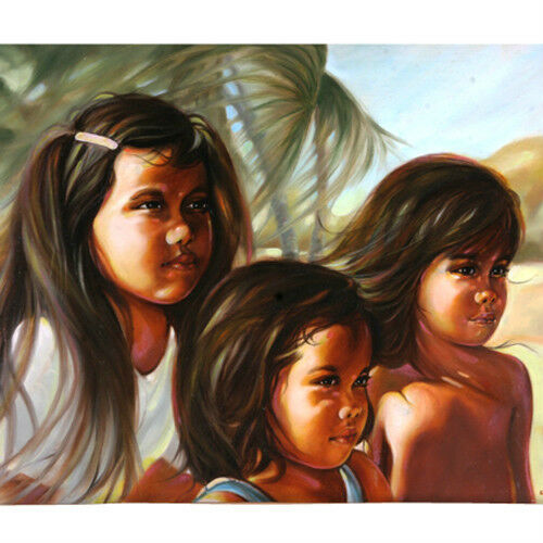 "Children of Hawaii" By Anthony Sidoni Signed Oil Painting 18"x24"