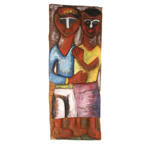 Carved Wood Boy & Girl Painted Wall Art 28 1/4"x10 3/4"