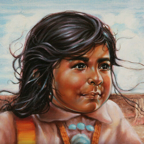Untitled (Native American Child) By Anthony Sidoni Signed Oil on Canvas 12"x16"