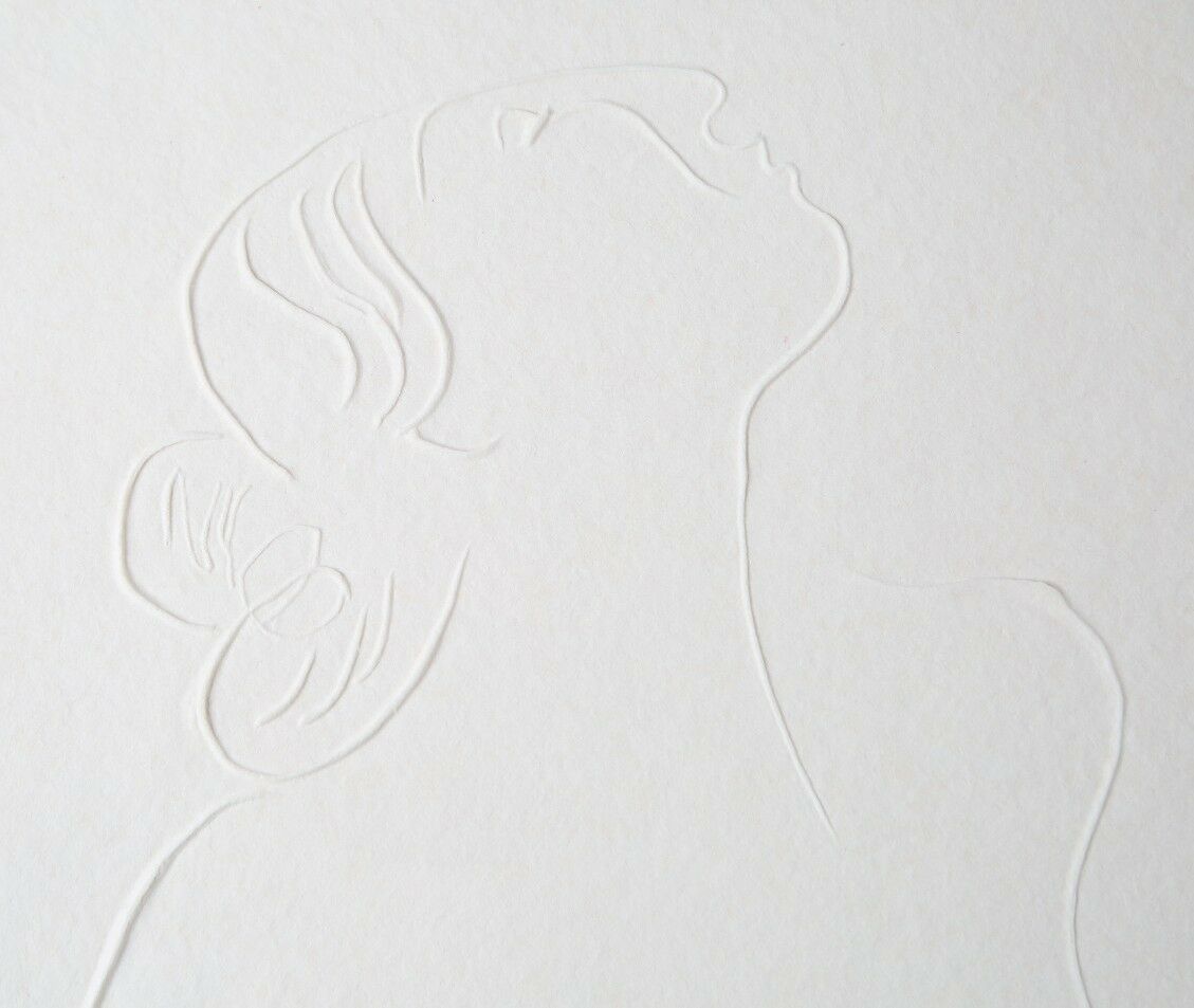 Untitled Embossed Paper Print (Woman Looking Up) by R.C. Gorman Signed #d Dated