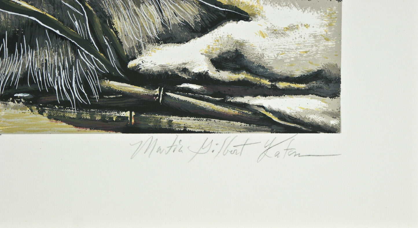 "Chinese Snow Leopard" by Martin G. Katon Signed Trial Proof TP Lithograph 29x24