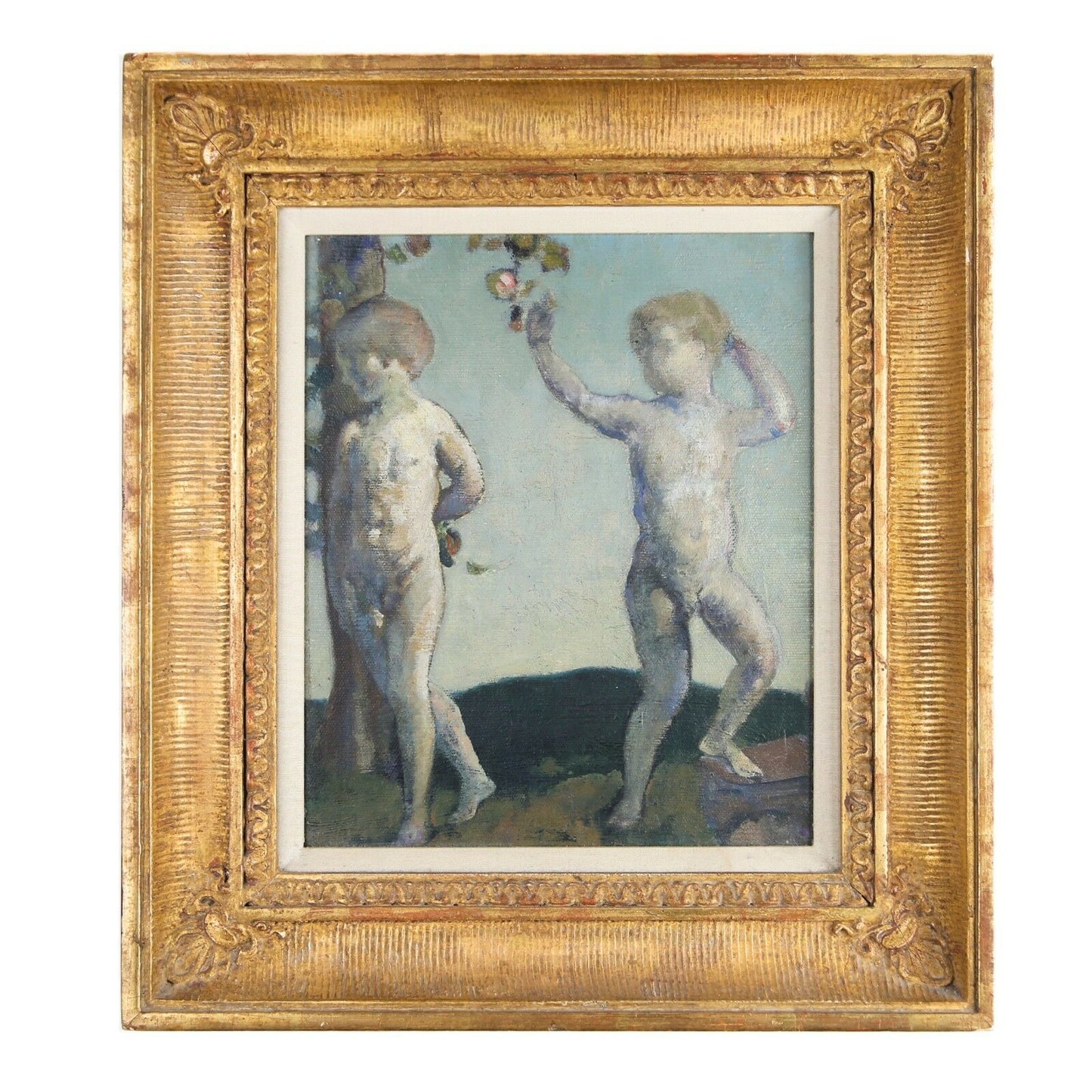 "Brothers" by Arthur Bowen Davies Oil on Canvas Framed 12" x 10"