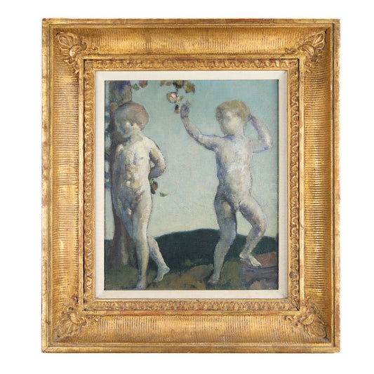 "Brothers" by Arthur Bowen Davies Oil on Canvas Framed 12" x 10"