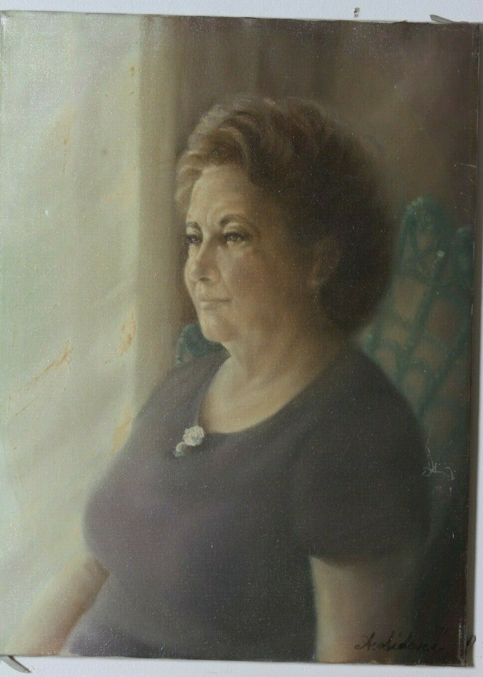 Untitled (Portrait of Middle Aged Woman) By Anthony Sidoni Signed Oil on Canvas