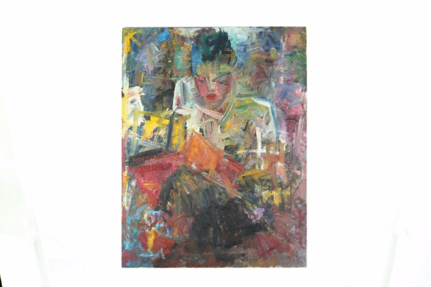 Untitled Abstract Woman by Vera Gutkina Oil on Canvas, Signed, 35" x 27.5"