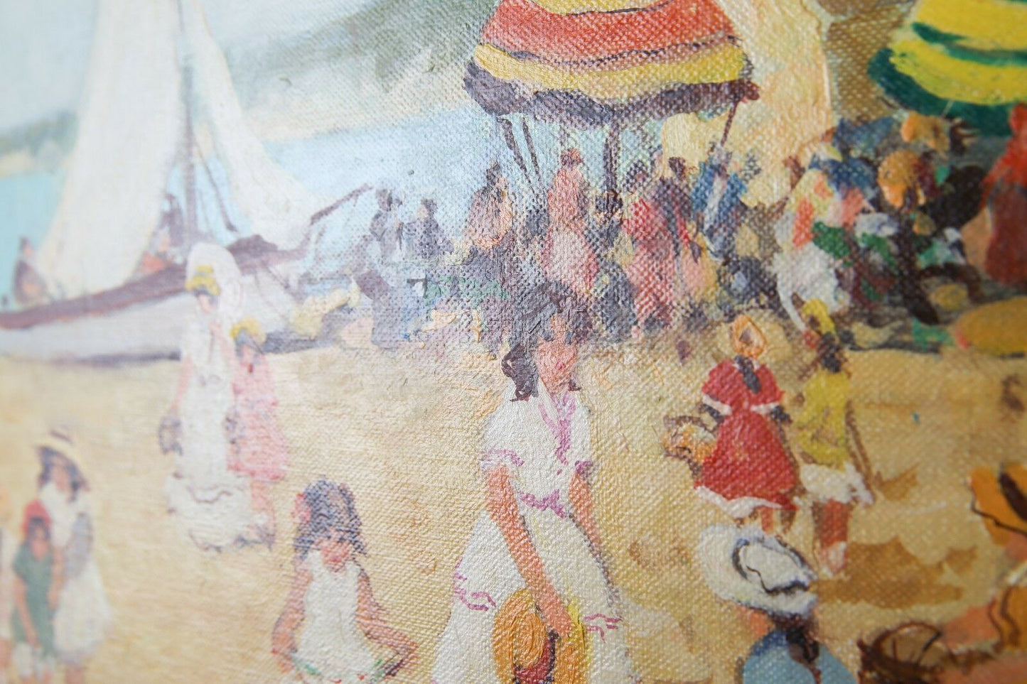 "Sur la Plâge" by Suzanne Demarest Signed Oil on Canvas 20 x 24 w/ CoA