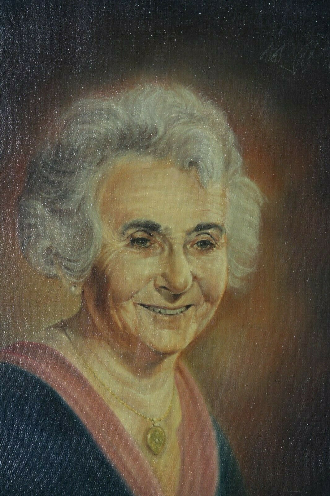 Untitled (Portrait of Elderly Woman) By Anthony Sidoni 1971 Signed Oil on Canvas