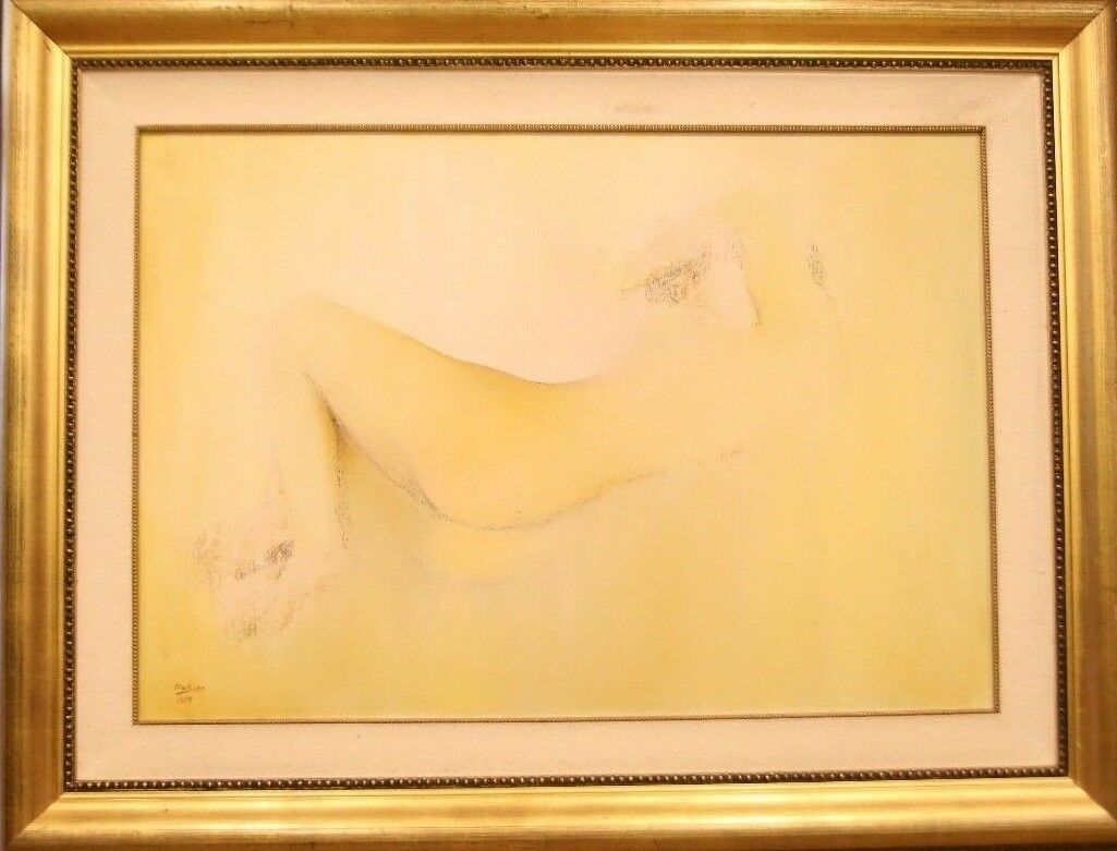 Untitled (Abstract Nude in Yellow) by Mallato 1999 (Signed/Dated) Oil on Canvas