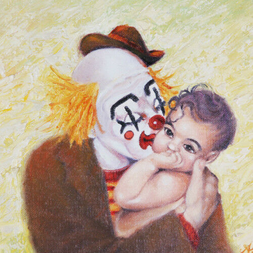 "Clowns Love Babies Too" By Anthony Sidoni 1999 Signed Oil on Canvas 32 1/2"x29"