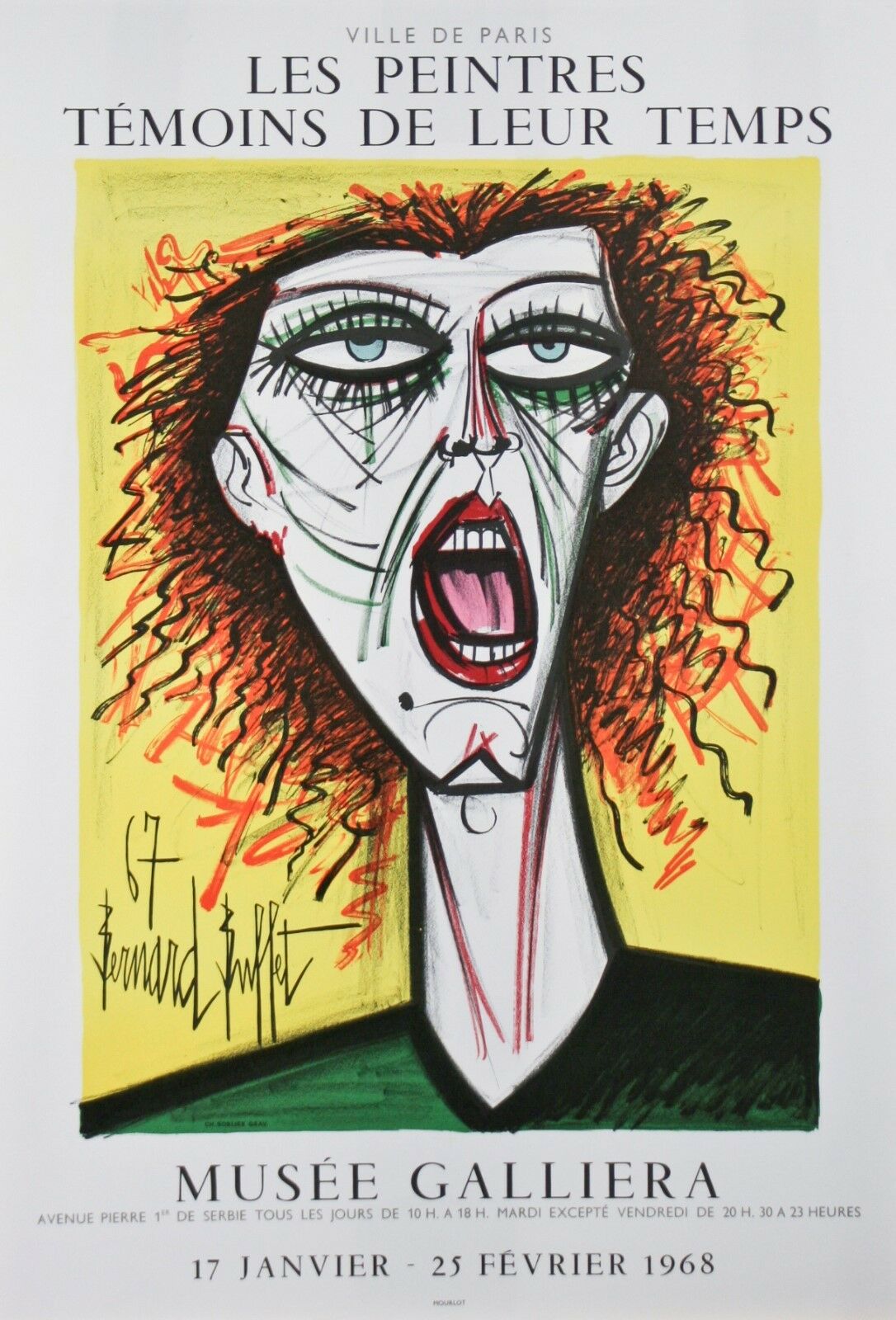 "The Artist's Wife" by Bernard Buffet Original Lithograph Poster 30"x20 1/2"