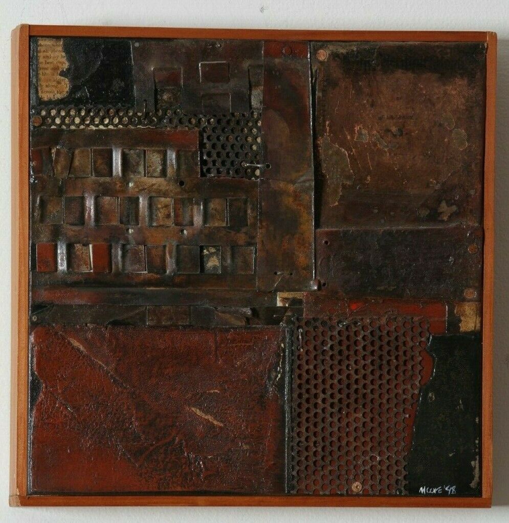 Mixed Media Collage by Father Bill Moore on Canvas 12 x 12 in Wood Frame